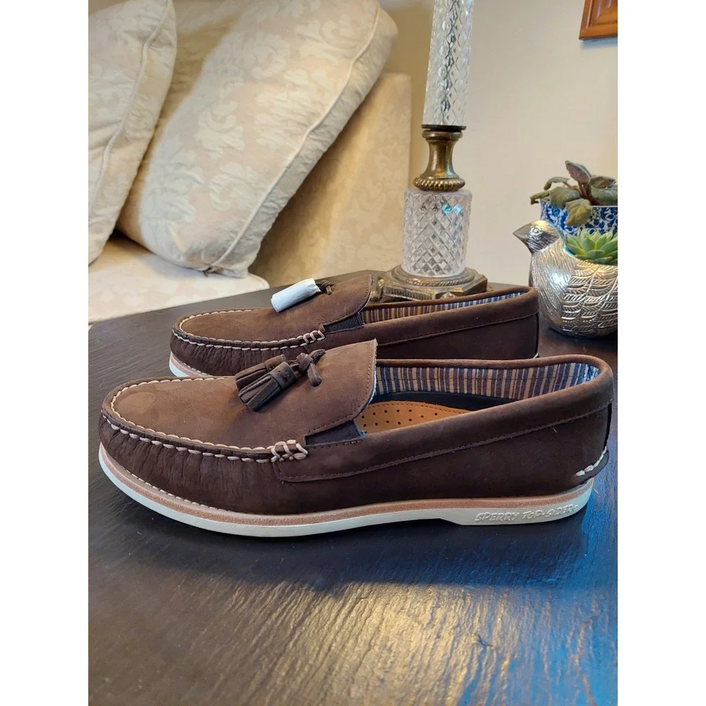 Sperry Men's Top-Sider AO Tassel Loafers/Boat Shoes Brown Suede Sz 9.5 NEW! $150